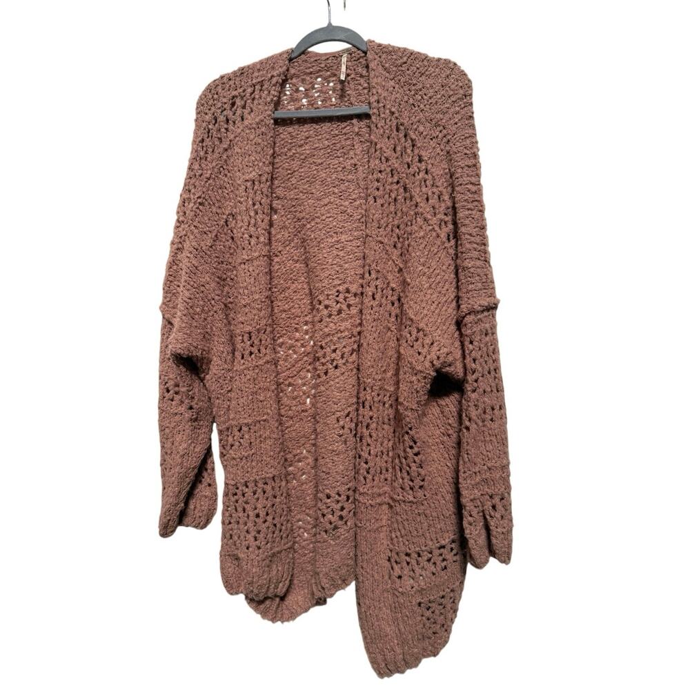 Free People Cardigan Sweater Womens XS/S Open Knit Open Front Blush Pink